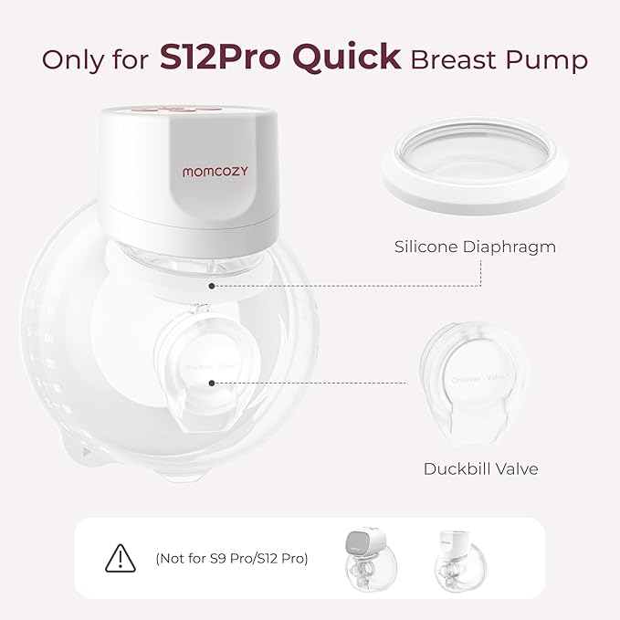 Momcozy Original S12Pro Quick Breast Pump Replacement Accessories, NOT for SPro/S12Pro, Duckbill Valves & Silicone Diaphragm, 1 Pack