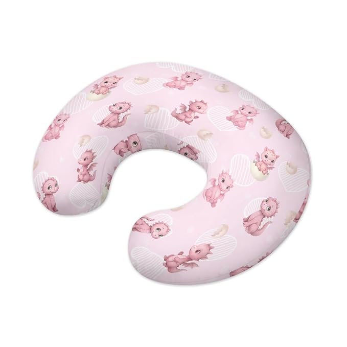 Dinosaur Nursing Pillow Cover for Baby Girls, Pink Breastfeeding Pillow Slipcover Cushion Cover, Soft Breast Feeding Pillows, Easy to Clean