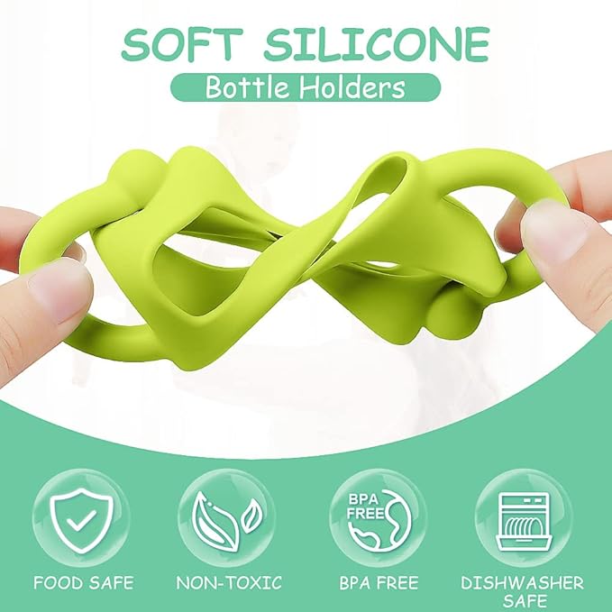 Aolso Silicone Baby Bottle Handles, 2PCS Bottle Handles for Dr Brown Narrow Bottles, Easy Grip Handles to Hold Baby Bottle, Easy Carry Handle Lightweight Bottle Handle(Green/Blue)