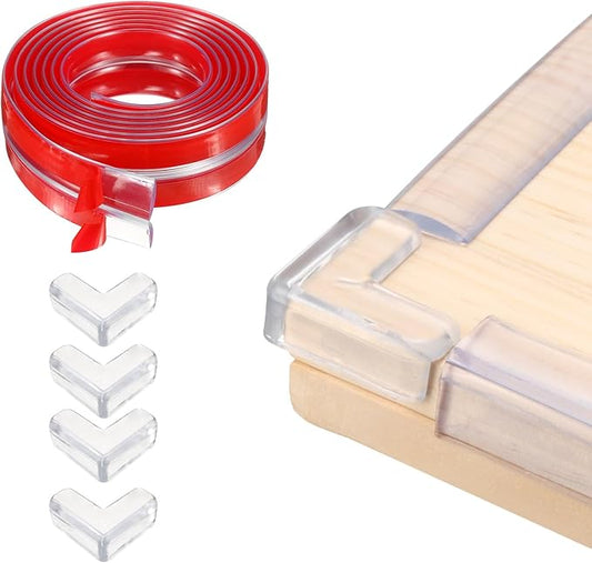 uxcell Edge Protector, 9.8ft (3Meter) x 0.8" (20MM) Clear Furniture Corner Guard PVC Strong Adhesive Proofing Edge Safety Bumpers with 4 Corners Guards for Table Cabinets