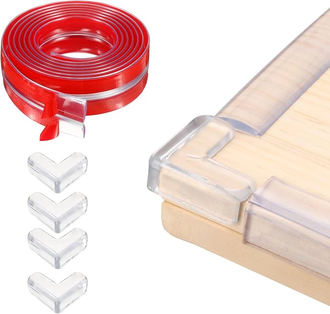uxcell Edge Protector, 6.6ft (2M) x 0.8" (20MM) Clear Furniture Corner Guard PVC Strong Adhesive Proofing Edge Safety Bumpers with 4 Corners Guards for Table Cabinets