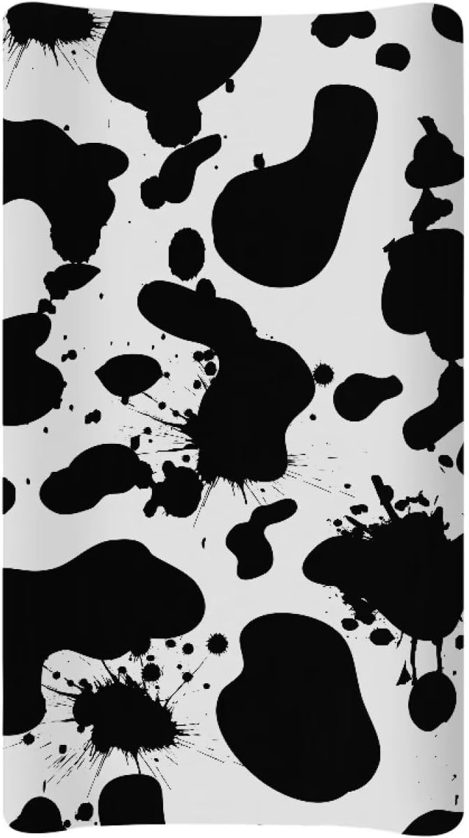 Cow Print Changing Table Covers Durable Baby Diaper Change Sheet Ultra Soft Contoured Pad for Baby Boys Girls Nursing Room Decor