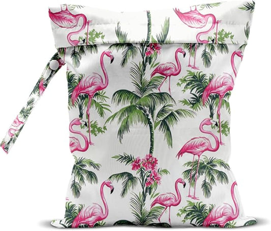 Wet Bag for Swimsuit, Beach Travel Essentials Wet Dry Bag, for Sunscreen Toiletry Dirty Clothes Yoga Gym Diaper, Friends Summer Beach Vacation Gifts. Palm Tree Flamingo