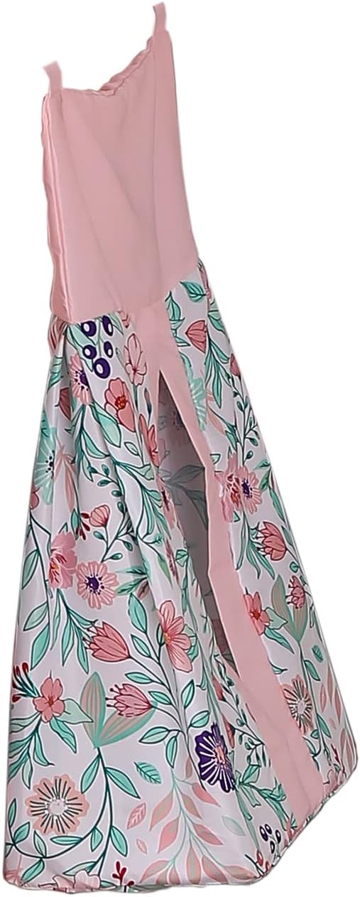 1 PC Pink Floral Cot Diaper Organizer Bag Baby Girl Pink White Rose Flower Crib Diaper Holder Bag