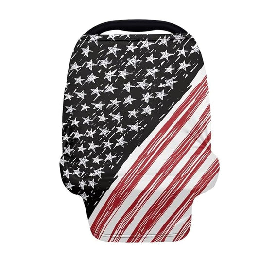 Coldinair American Flag Multifunctional Nursing Cover Multi Use Cover for Baby Car Seat Canopy Shopping Cart Cover,Stroller Cover