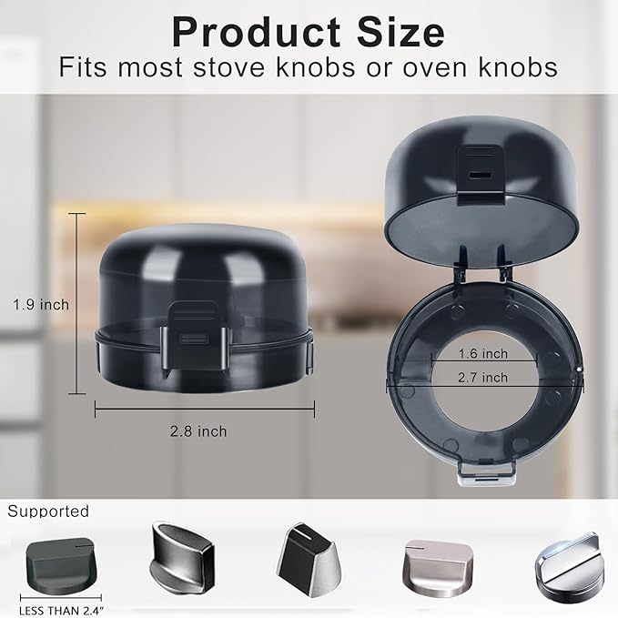 Parents Reassuring Choice - Gas Stove Knob Locks and Oven Lock, with Double-Sided Tape, Gas Stove Child Safety Knob Locks, Protecting Children/Pets' Safety