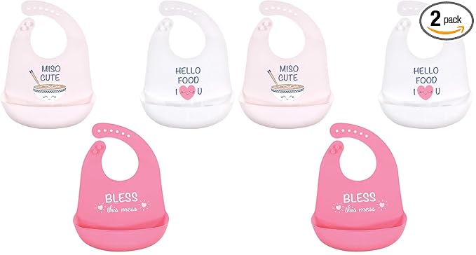 Hudson Baby Unisex Baby Silicone Bibs, Miso Cute, One Size (Pack of 2)