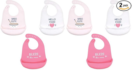 Hudson Baby Unisex Baby Silicone Bibs, Miso Cute, One Size (Pack of 2)