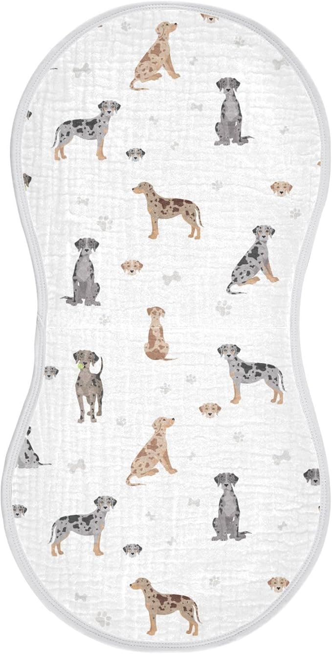 vvfelixl Muslin Burp Cloths Catahoula Leopard Dog Baby Washcloths for Baby Girl Boys 2 Pack