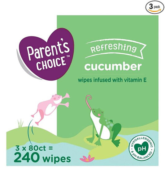 Parent's Choice Baby Wipes Refreshing Cucumber 240 Ct w/ Aloe