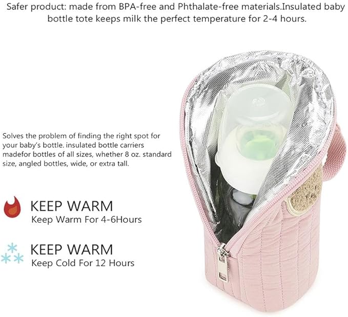 Insulated Baby Bottle Bag,Baby Bottle Carrier, Babyy Bottlle Cooler Bag,Portable Tote For Breast Milk Storage Preservation Transport Daycare Travel Portable Daycare Bottlle Bags