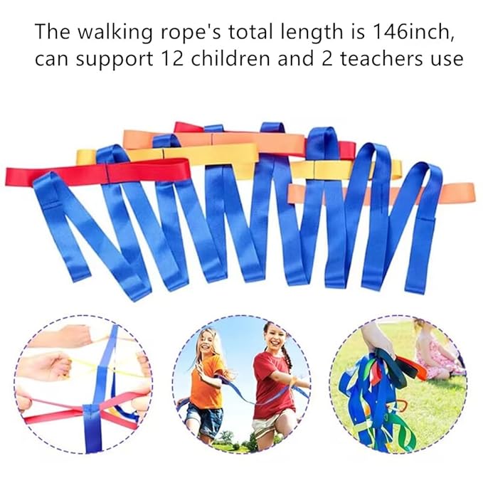 Children's Walking Ropes for Preschool Daycare School Kids Outdoor Colorful Handles for Up to 12 Children 2 Teachers(Blue)
