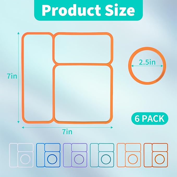 6 Pack Replacement Seal Gaskets Compatible with OmieBox Bento Box Lid, Silicone Lid Seal Gasket for OmieBox, Leak-Proof Seal Ring Accessory, Keep Freshness, BPA-Free Kids Lunch Box Replacement Parts