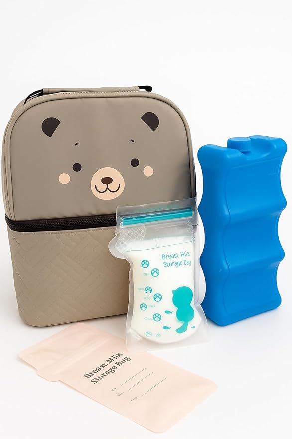 breast milk cooler travel bag with an exclusive and delicate design, five Breastmilk Storage Bags are included with your cooler bag, baby bag, baby bottle bag,