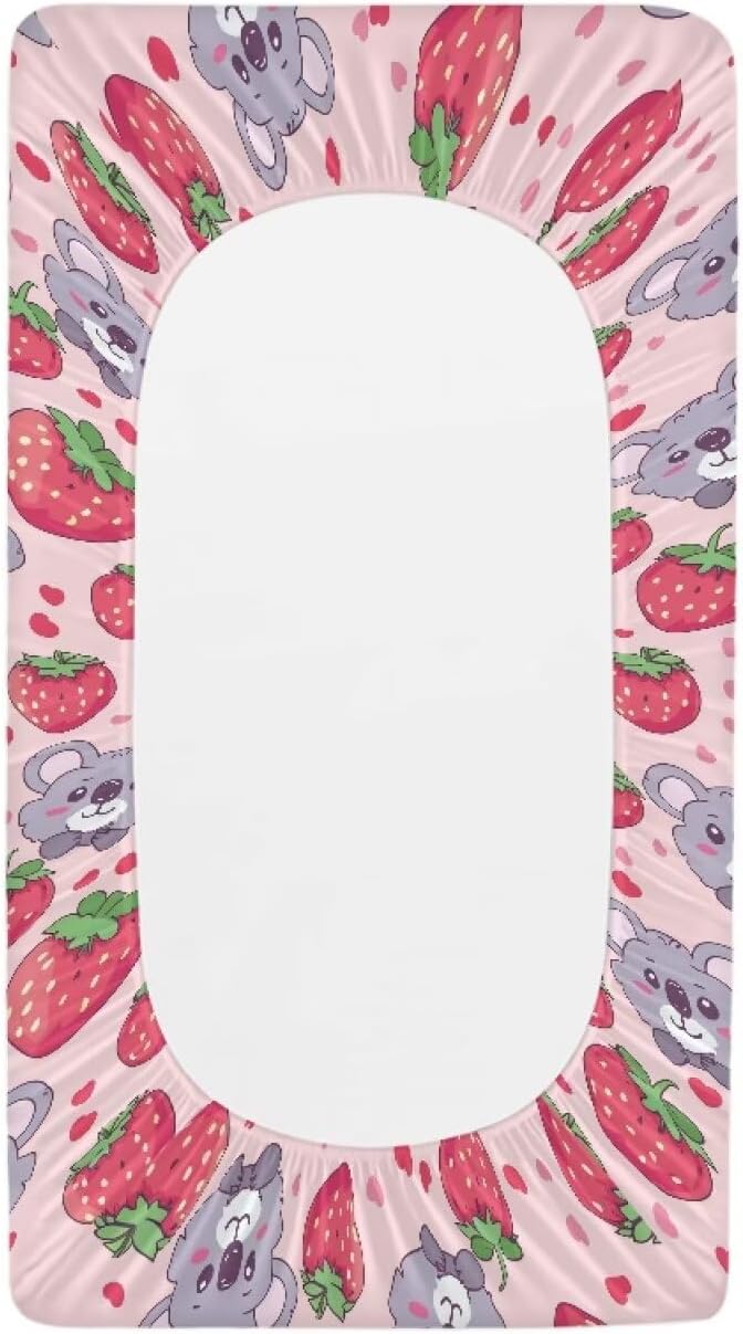 Koala Strawberry Baby Changing Pad Cover Waterproof Breathable Nursery Pad Change Cover Lightweight Cozy Diaper Changing Mat Cover