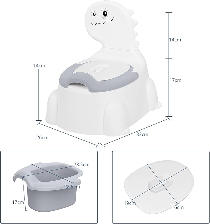 potty training toilet Potty Seat Baby Training Chair Boys Girls Toddler Dinosaur Comfortable children 1-5 years old Baby toilet Animal seat with lid back potty trainer (Grey)