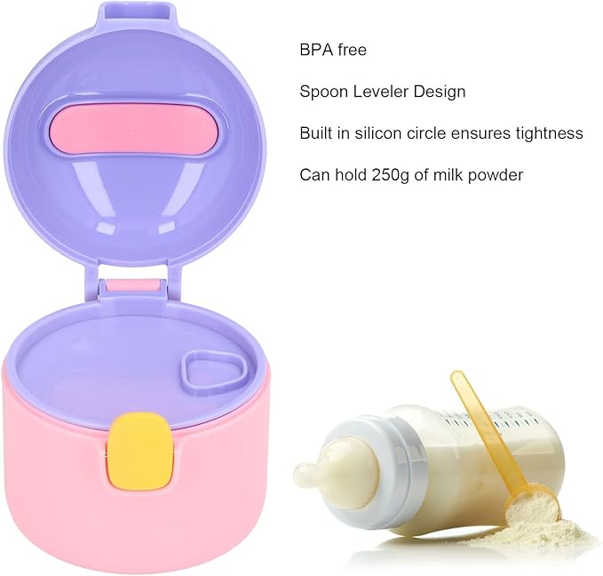Alomejor Milk Powder Container, 250ml Food Grade Food Storage Holder with Spoon for Outdoor Travel Room()