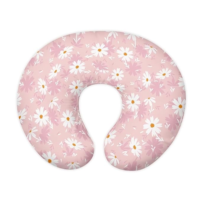 Pink Flower Breastfeeding Pillow Cover Slipcover for Breastfeeding Pillows, Soft and Stretchy Safely Breastfeeding Pillow Cover Breathable and Washable