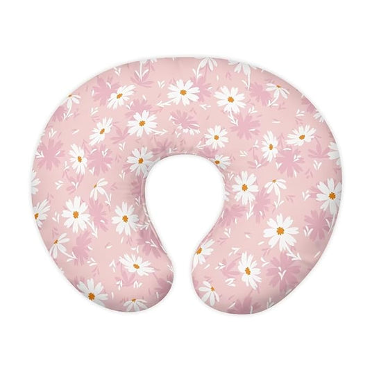 Pink Flower Breastfeeding Pillow Cover Slipcover for Breastfeeding Pillows, Soft and Stretchy Safely Breastfeeding Pillow Cover Breathable and Washable