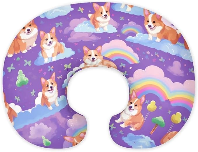 Rainbow Corgi Nursing Pillow Case 1 Pack for Breastfeeding Pillow Nursing Covers Pillow Slipcover Pillowcase Stretchy Comfortable Breast Feeding Pillow Slipcover Cover Only