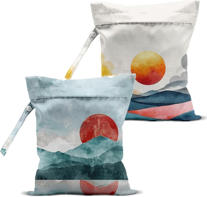 2 Pcs Travel Laundry Bags - Waterproof Reusable with Handle,Wet Bag 12x10 Inch, Washable Dirty Clothes Bags for Travel, Wet & Dry Use, Bathing Suit & Gym Clothes Laundry, Swimming Pool & College Dorm