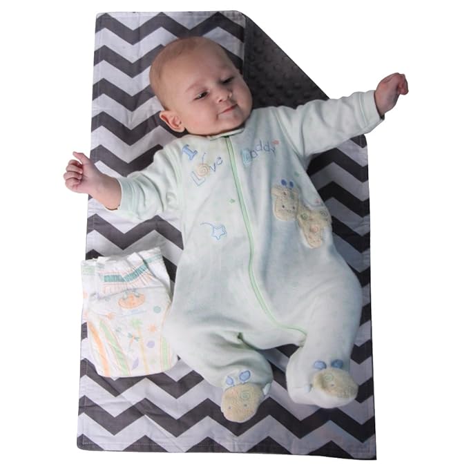 Baby Travel Changing Pad, Grey Chevron