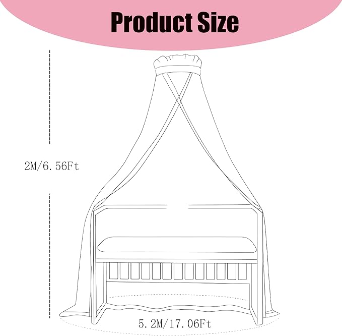 Baby Crib Bed Mosquito Net:Crib Canopy, Princess Bed Canopy, 2025 New 50D Breathable Mesh Crib Tent, Mosquito Net for Canopy Bed Curtains Baby Toddler Bedroom Decoration Accessories (Pink)