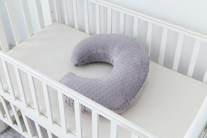 Dots Nursing Pillow Cover, Case Plush Breathable Breastfeeding Pillow Slipcover Fits Nursing Pillow, Super Soft Snug Positioners for Baby Boy Baby Girl (Rose Gray)