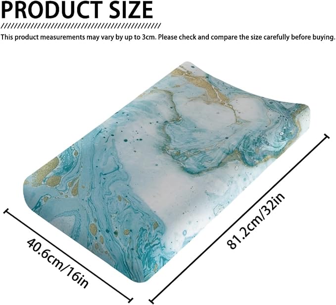 Premium Stretchy Changing Pad Covers Cyan Marbling Comfort Soft All-Season Changing Pad Cover