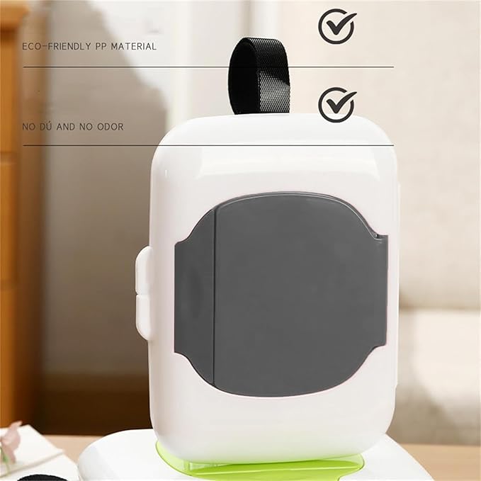 Gray Travel Wipe Holder, Wipes Container,Wet Wipe Container Box for Strollers,Hanging Refillable Wipes Dispenser Portable Baby Wipe Case for Indoor Outdoor Use,Diaper Wipe Holders