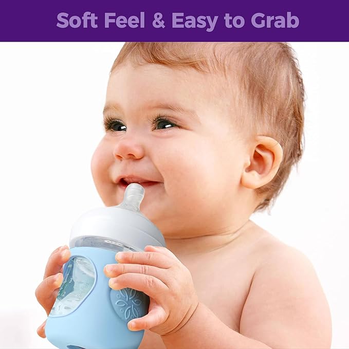 3 Pack Silicone Sleeve for Philips Avent Glass Bottle - Shatter Proof Natural Silicone Bottle Sleeve for Anti Colic Baby Bottles 8 oz & 4 oz - Anti Flow Sleeve for Infant Bottles