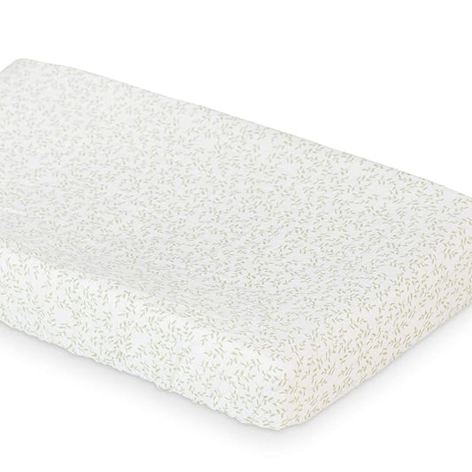 lulujo Baby Changing Pad Cover 100% Cotton Muslin Fitted Standard Size, 32 x 16 Inches, Greenery