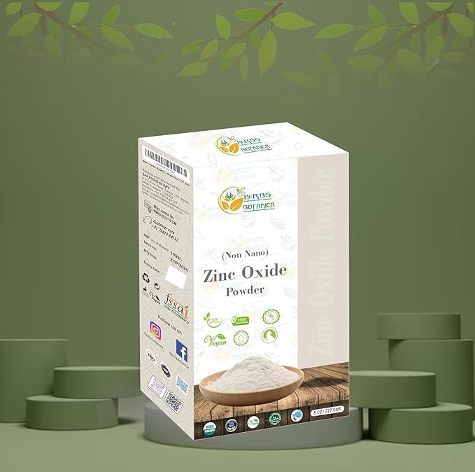 Herbs Botanica Zinc Oxide Powder Non-Nano, Pharmaceutical Grade for Skin Protection, Healing, Baby Diaper Rash Cream, Sunscreen, Acne Care, DIY Cosmetics & Creams, 8 oz / 227 gm