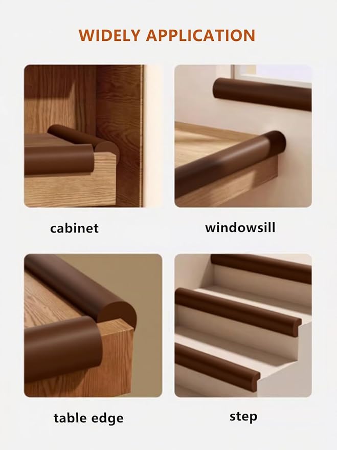 Baby Proof Edge Corner Protector, 16.4FT 0.47''Th L-Shape Furniture Corner & Edge Safety Bumper with 10 Corners, Pre-Taped, Soft NBR Rubber Foam Desk Edge Cushion Wall Corner Protector (Coffee)