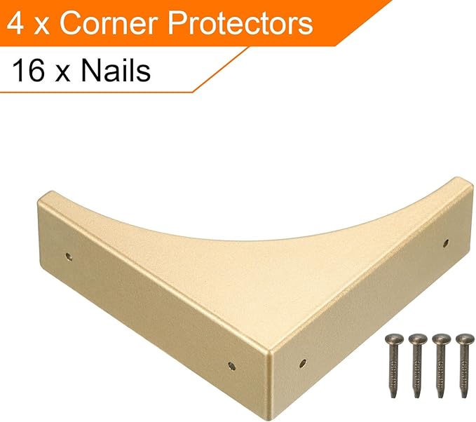 uxcell Corner Protectors, 4Pcs 2.56" - Metal Corner Protector, Vintage Decorative Corner Brackets with Screws, Edge Guards for Furniture Box Table (Gold)