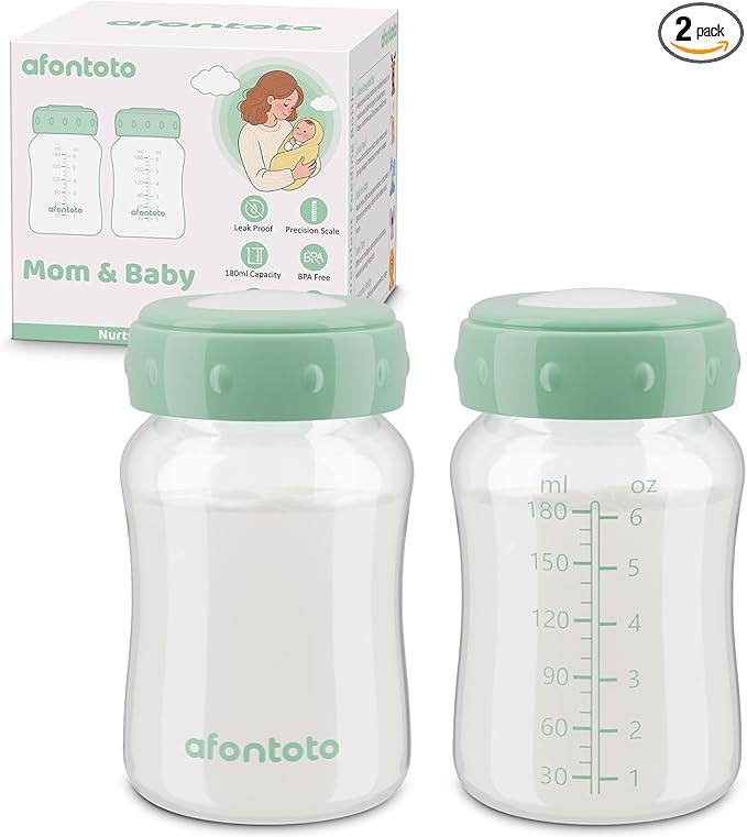 Breastmilk Storage Bottle Compatible with Spectra S1/S2/SG/9Plus /Motif Luna Flange, 6oz Wide-Neck Spectra Bottles for Pumping, Baby Bottle Storage with Lid Fit Momcozy Breast Milk Cooler 22oz, Green
