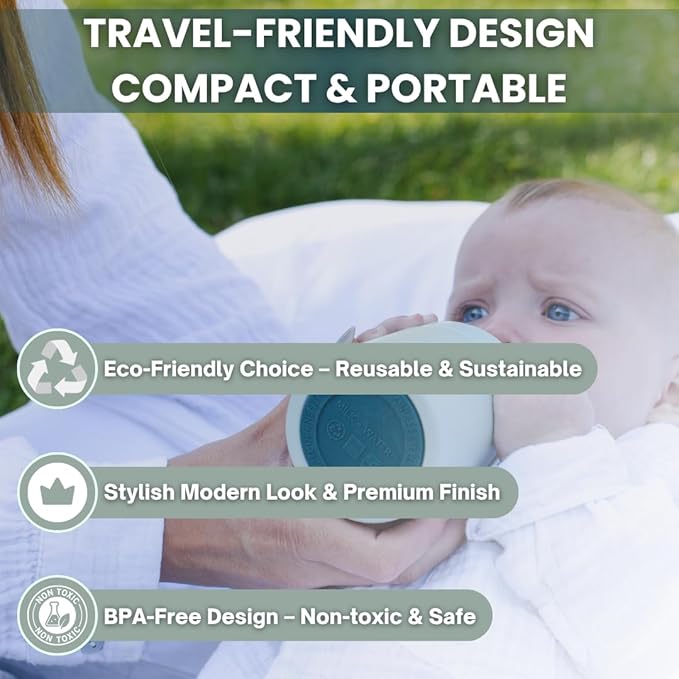 MILK & WATER All in One Baby Bottle & Baby Formula Dispenser On the Go, 5oz - Keeps Water Warm & Formula Fresh - Baby Formula Mixing Bottle with Anti Colic Nipple - Leak-Proof - 0+ Months (Green)