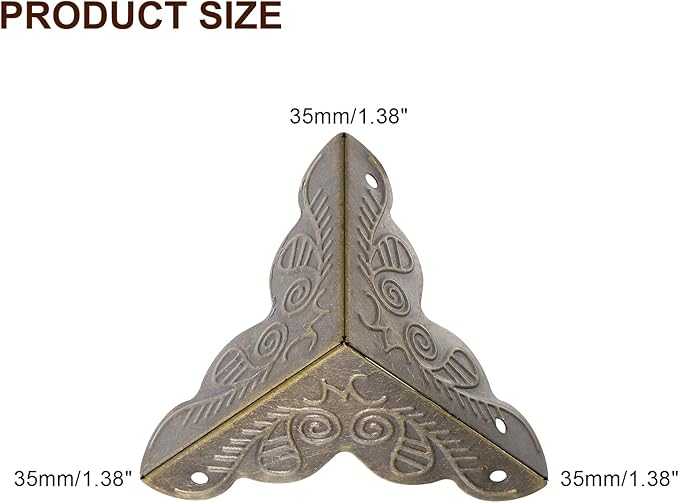 uxcell 12 Pcs Box Edge Guard, 35mm Decorative Box Corner Cover, Corner Protector, Vintage Stair Dust Corners with Screws, Bronze