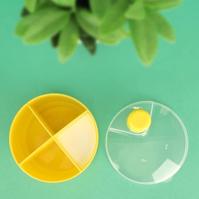 Accmor Formula Dispenser On The Go, Non-Spill Rotating Four-Compartment Formula Container to Go, Milk Powder Snack Storage Container for Infant Toddler Travel Outdoor,Yellow Green, 2 Pack
