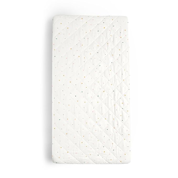 Makemake Organics Organic Changing Pad Cover GOTS Certified Organic Cotton Changing Table Cover Non Toxic Quilted Ultra Soft Girls Boys Neutral Nursery (16"x33", Dotty)