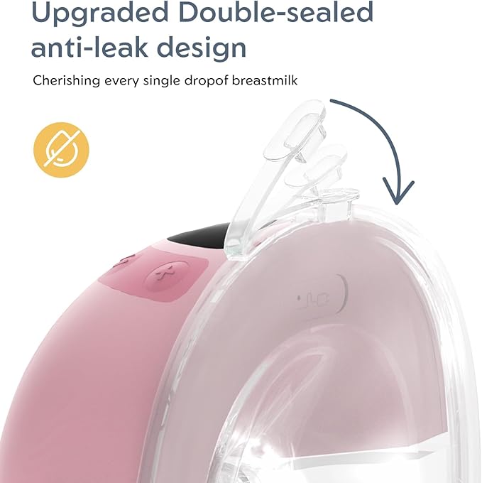 MomMed S33 Wearable Breast Pump, Ultra-Quiet in-Bra Pump for Work & Night, One-Tap Pause, Night Light, Leakproof, 4 Modes 9 Levels, 17/19/21mm Inserts (Pink, Double Standard Set)