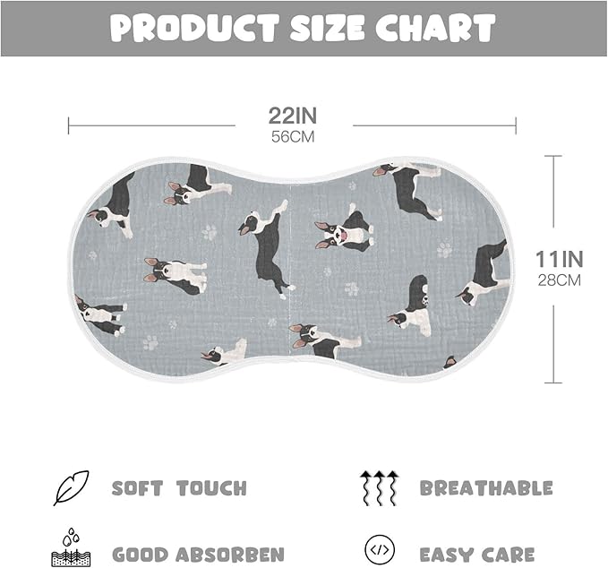 Boston Terrier Dog Do Yoga Muslin Burp Cloths for Baby 2 Pack 100% Cotton Baby Washcloths Bibs for Boy Girl