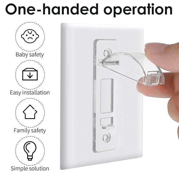 Light Switch Cover Guard (2-Pack) - Child Safe Wall Switch Protector Prevents Accidental On/Off - Easy Install No Tools Needed for Toggle Switches, Toddler & Pet Proof