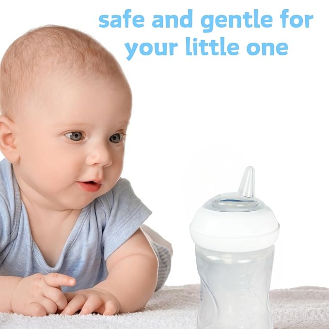 Sippy Spout Nipples Compatible with Philips Avent Natural Bottles, My Grippy Spout and Natural Trainer Sippy Cup, Soft Clear Food Grade Silicone Replacement Spouts, Leak-Proof, BPA Free, 4 Count