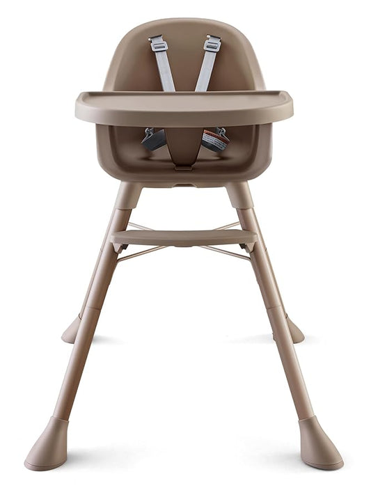 HARPPA 2 in 1 Baby High Chair for Babies and Toddlers, Convertible High Chairs with Removable Double Tray, Waterproof PU Seat Cushion, Anti-Slip Footrest and 5-Point Harness for 6–36 Months, Beige