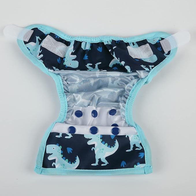 Newborn Baby Cloth Diaper Cover Nappy Hook and Loop (Blue Dinosaurs)