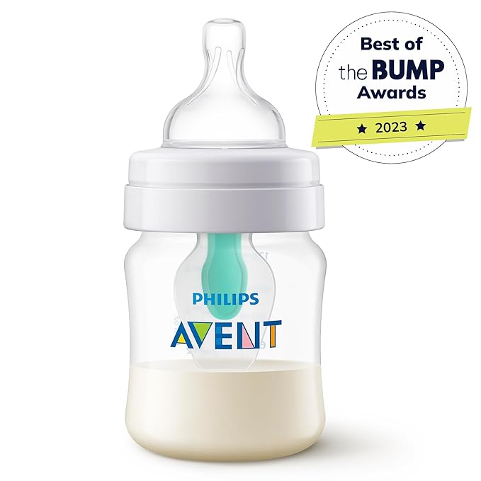 Philips Avent Anti-Colic Bottle with AirFree Vent, 4oz, with Flow 1 Nipples, 0m+, 4pk, Clear, SCY701/04 (Pack of 6)