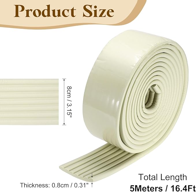 uxcell Bunk Bed Ladder Pad, 16.4ft NBR Self-Adhesive Corner Edge Protector Soft Furniture Corner Guard for Ladder Table Desk Edge, White