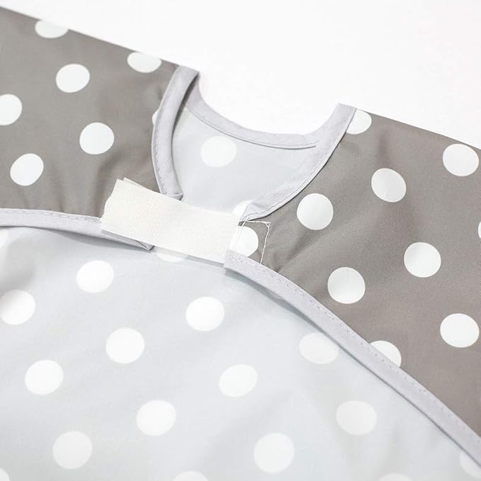 Plie Short Sleeve Waterproof Bib for Toddlers – Easy Clean Feeding Apron for Mealtime, Daycare, Self-Feeding, Lightweight