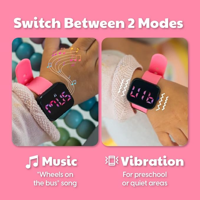 Potty Training Watch for Kids V2 – A Water Resistant Toilet Reminder Device for Boys & Girls to Train Your Toddler with Fun/Musical & Vibration Interval Reminder with Potty Training eBook (Pink)